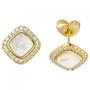 Ohrstecker 925 Sterling Silber vergoldet 2 Perlmutt Einlagen 44 Zirkonia 