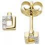 Ohrstecker eckig 585 Gold Gelbgold bicolor 8 Diamanten Brillanten Ohrringe 