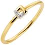 Damen Ring schmal 585 Gold Gelbgold bicolor, 4 Diamanten (Gr��e: 60) 