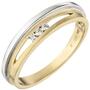 Damen Ring 375 Gold Gelbgold Wei�gold bicolor matt 3 Zirkonia (Gr��e: 52) 