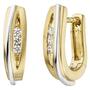 Creolen 375 Gold Gelbgold Wei�gold bicolor mattiert 6 Zirkonia Ohrringe 