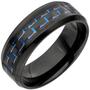 Herren Ring Edelstahl schwarz beschichtet mit Carbon Einlage blau (Gr��e: 64) 