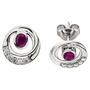 Ohrstecker 375 Gold Wei�gold 10 Zirkonia 2 Rubine Ohrringe Rubinohrringe 