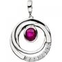Anh�nger 375 Gold Wei�gold 7 Zirkonia 1 Rubin rot Rubinanh�nger 