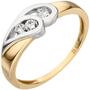 Damen Ring 375 Gold Gelbgold bicolor 3 Zirkonia, Goldring (Gr��e: 58) 