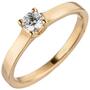Damen Ring, 585 Rotgold 1 Diamant Brillant 0,15 ct. Diamantring Solit�r (Gr��e: 56) 