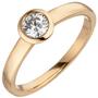 Damen Ring 585 Rotgold mit 1 Diamant Brillant 0,25 ct., Diamantring Solit�r (Gr��e: 56) 