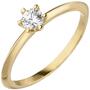 Damen Ring 585 Gelbgold 1 Diamant Brillant 0,15 ct. Diamantring Solit�r (Gr��e: 54) 
