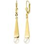 Ohrh�nger 375 Gold Gelbgold teil matt 2 Akoya Perlen Ohrringe Perlenohrringe 