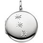 Medaillon rund zum �ffnen f�r 2 Fotos 925 Sterling Silber 3 Zirkonia