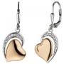 Ohrh�nger Herz 925 Silber bicolor vergoldet 18 Zirkonia Boutons 