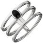 Damen Ring 3-reihig breit 925 Sterling Silber 1 Onyx Onyxring (Gr��e: 64) 