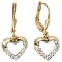 Schmuck-Set 333 Herz Gold Gelbgold Zirkonia Ohrringe Anh�nger und Kette 42 cm