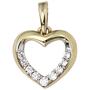 Schmuck-Set 333 Herz Gold Gelbgold Zirkonia Ohrringe Anh�nger und Kette 42 cm