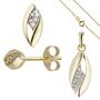 Schmuck-Set 333 Gold Gelbgold mit Zirkonia und Kette 45 cm