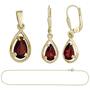 Schmuck-Set 333 Gold Gelbgold 3 Granate rot Ohrringe und Kette 42 cm