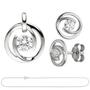 Schmuck-Set 333 Gold Wei�gold 3 Zirkonia Ohrringe Anh�nger und Kette 45 cm