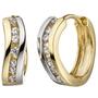 Schmuck-Set geschwungen 333 Gold Gelbgold bicolor Zirkonia mit Kette 45 cm