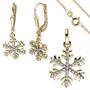 Schmuck-Set Schneeflocke 333 Gold Gelbgold mit Zirkonia Ohrringe und Kette 45 cm