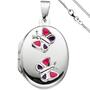 Medaillon Schmetterling, Anh�nger f�r 2 Fotos oval 925 Silber mit Kette 42 cm