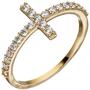 Damen Ring Kreuz 333 Gelbgold, 19 Zirkonia Goldring (Gr��e: 52) 