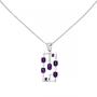 Collier mit Anh�nger 925 Silber 7 Amethyst-Cabochons lila 7 Zirkonia 45 cm