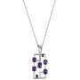 Collier mit Anh�nger 925 Silber 7 Amethyst-Cabochons lila 7 Zirkonia 45 cm