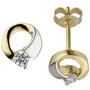 Ohrstecker 333 Gelbgold, bicolor 2 Zirkonia Ohrringe Goldohrringe 