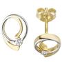 Ohrstecker 333 Gold Gelbgold bicolor 2 Zirkonia Ohrringe Goldohrringe 