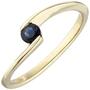 Damen Ring 333 Gelbgold 1 blauer Safir Goldring (Gr��e: 60) 