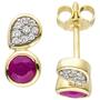 Ohrstecker 333 Gold Gelbgold 18 Zirkonia 2 Rubine Ohrringe Goldohrringe 