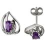 Ohrstecker 333 Gold Wei�gold 14 Zirkonia 2 Amethyste lila violett 