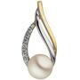 Anh�nger 333 Gold Gelbgold bicolor 1 S��wasser Perle 8 Zirkonia 