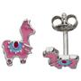 Kinder Ohrstecker Lama pink 925 Sterling Silber Ohrringe Kinderohrringe 