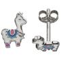 Kinder Ohrstecker Lama bunt 925 Sterling Silber Ohrringe Kinderohrringe 