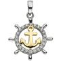 Anh�nger Steuerrad Anker 925 Silber bicolor vergoldet 22 Zirkonia 