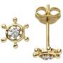 Ohrstecker Steuerrad 333 Gold Gelbgold bicolor 2 Zirkonia Ohrringe 