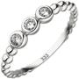 Damen Ring Kugel 333 Gold Wei�gold 3 Zirkonia Kugelring, Wei�goldring (Gr��e: 60) 