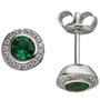 Ohrstecker 925 Sterling Silber 2 Zirkonia gr�n 36 Zirkonia wei� Ohrringe 