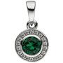 Anh�nger Rund 925 Sterling Silber Zirkonia gr�n und wei� 