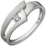 Damen Ring 925 Sterling Silber teil matt 1 Zirkonia (Gr��e: 52) 