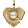 Anh�nger Herz 585 Gold Gelbgold eismatt 1 S��wasser Perle Herzanh�nger 