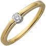 Damen Ring 585 Gold Gelbgold 1 Diamant Brillant 0,15ct. Diamantring (Gr��e: 56) 