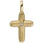 Anh�nger Kreuz 585 Gold Gelbgold eismatt 1 Diamant Brillant Kreuzanh�nger 