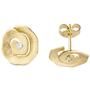 Ohrstecker 585 Gold Gelbgold eismatt 2 Diamanten Brillanten 11,9 mm Ohrringe 