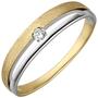 Damen Ring 585 Gelbgold Wei�gold, bicolor eismatt 1 Diamant Brillant (Gr��e: 60) 
