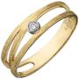 Damen Ring 585 Gold Gelbgold bicolor eismatt 1 Diamant Brillant (Gr��e: 52) 