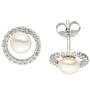 Ohrstecker 925 Sterling Silber 2 S��wasser Perlen 44 Zirkonia Ohrringe 