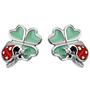 Kinder Ohrstecker Marienk�fer auf Kleeblatt 925 Sterling Silber Ohrringe 