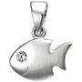 Kinder Anhnger Fisch 925 Sterling Silber matt 1 Zirkonia Silberanhnger 